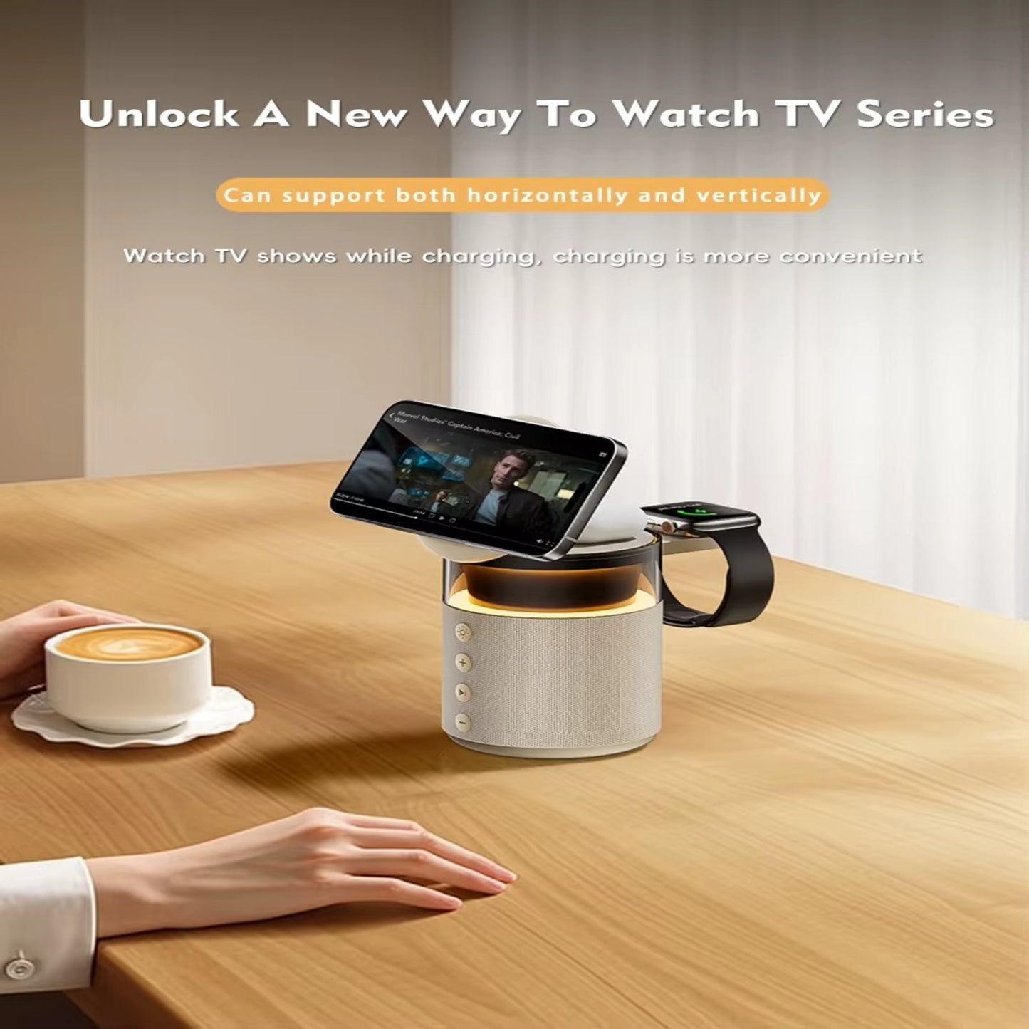 5 in 1 Bluetooth 5.4 Speaker & Magnetic Wireless Charger & Night Light For iPhone 17~12 iWatch Airpods Pro Fast Charging Station