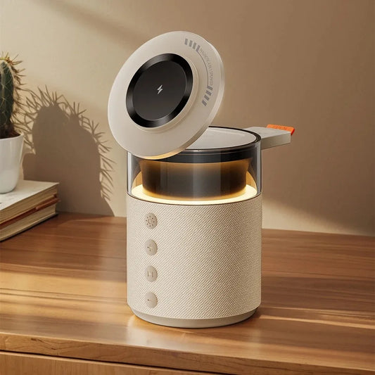 5 in 1 Bluetooth 5.4 Speaker & Magnetic Wireless Charger & Night Light For iPhone 17~12 iWatch Airpods Pro Fast Charging Station